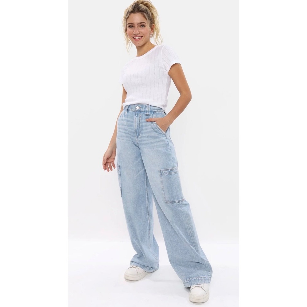 American Eagle Jeans Super High Rise Baggy Wide Leg Lightweight Women's Size 6